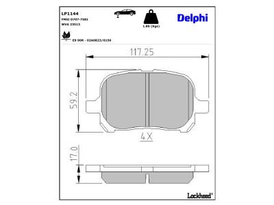 Juego de 4 pastillas de freno (Almohadilla de freno) DELPHI ref. LP1144