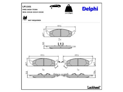 Juego de 4 pastillas de freno (Almohadilla de freno) DELPHI ref. LP1161