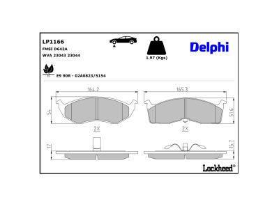 Juego de 4 pastillas de freno (Almohadilla de freno) DELPHI ref. LP1166