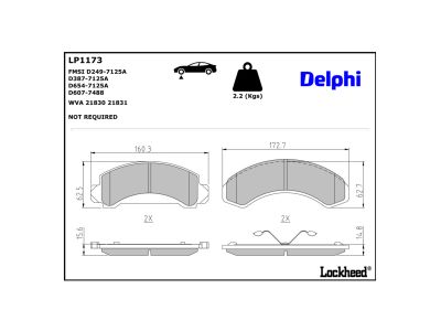 Juego de 4 pastillas de freno (Almohadilla de freno) DELPHI ref. LP1173