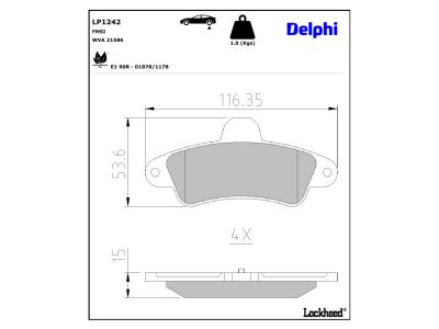 Juego de 4 pastillas de freno (Almohadilla de freno) DELPHI ref. LP1242