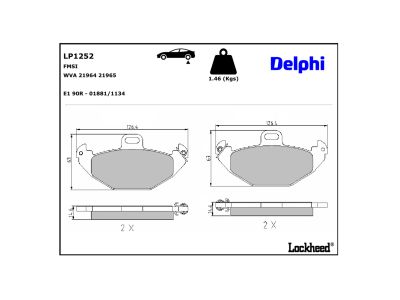 Juego de 4 pastillas de freno (Almohadilla de freno) DELPHI ref. LP1252