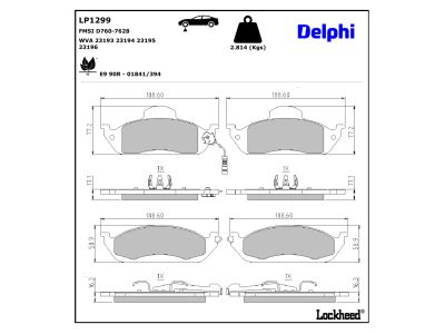 Juego de 4 pastillas de freno (Almohadilla de freno) DELPHI ref. LP1299