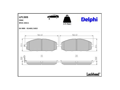 Juego de 4 pastillas de freno (Almohadilla de freno) DELPHI ref. LP1305