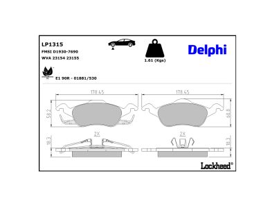 Juego de 4 pastillas de freno (Almohadilla de freno) DELPHI ref. LP1315