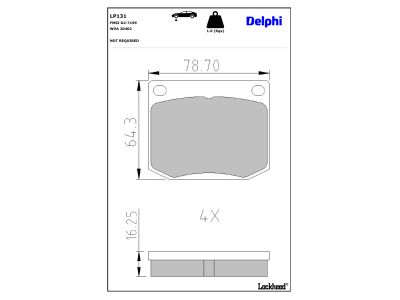 Jeu de 4 plaquettes de frein DELPHI ref. LP131
