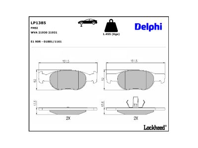 Juego de 4 pastillas de freno (Almohadilla de freno) DELPHI ref. LP1385