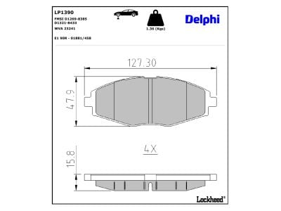 Juego de 4 pastillas de freno (Almohadilla de freno) DELPHI ref. LP1390