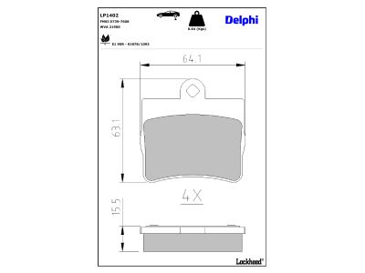 Jeu de 4 plaquettes de frein DELPHI ref. LP1402