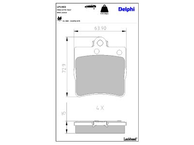 Juego de 4 pastillas de freno (Almohadilla de freno) DELPHI ref. LP1403