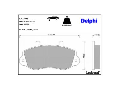Juego de 4 pastillas de freno (Almohadilla de freno) DELPHI ref. LP1406
