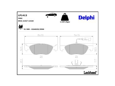 Jogo de 4 pastilhas de travão DELPHI ref. LP1413