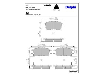 Juego de 4 pastillas de freno (Almohadilla de freno) DELPHI ref. LP1414