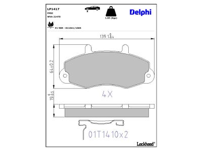 Juego de 4 pastillas de freno (Almohadilla de freno) DELPHI ref. LP1417