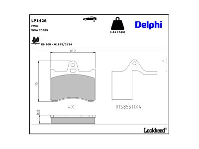 Juego de 4 pastillas de freno (Almohadilla de freno) DELPHI ref. LP1426