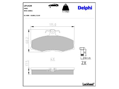 Juego de 4 pastillas de freno (Almohadilla de freno) DELPHI ref. LP1429