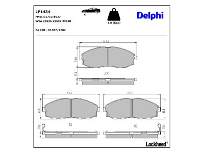 Juego de 4 pastillas de freno (Almohadilla de freno) DELPHI ref. LP1434