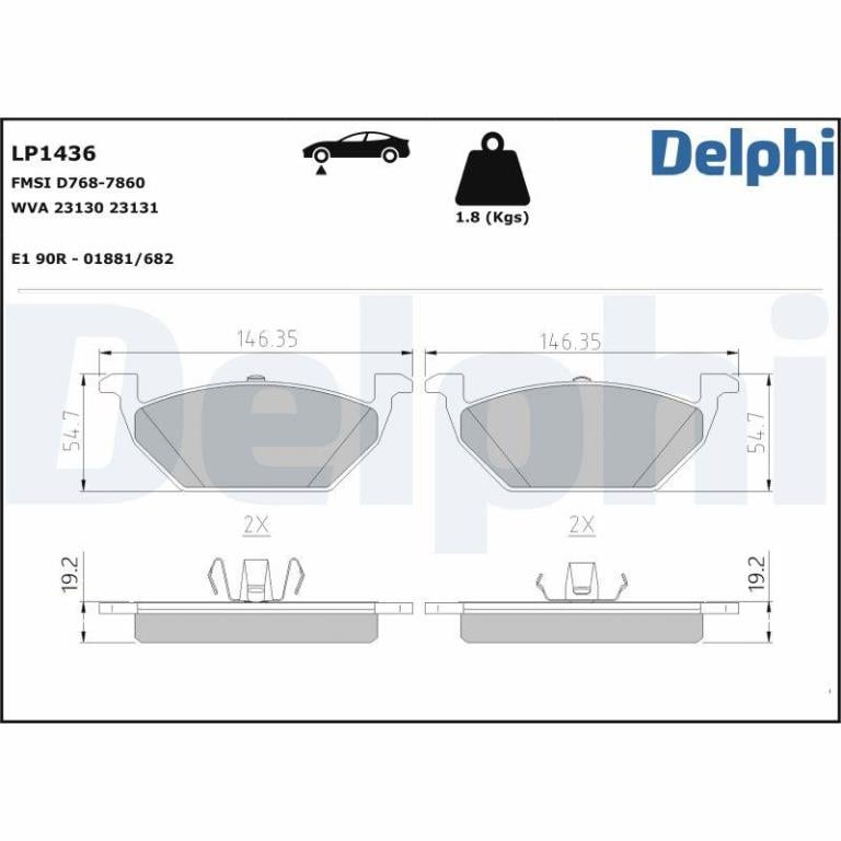 Juego de 4 pastillas de freno (Almohadilla de freno) DELPHI ref. LP1436