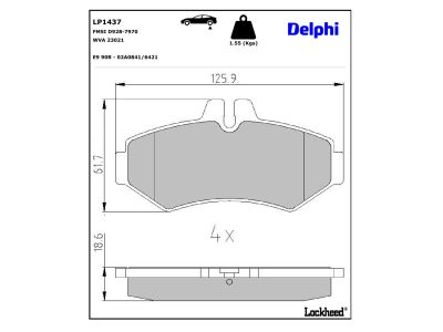 Jeu de 4 plaquettes de frein DELPHI ref. LP1437