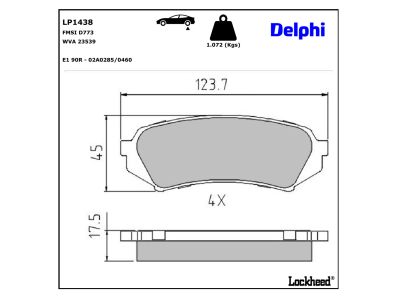 Juego de 4 pastillas de freno (Almohadilla de freno) DELPHI ref. LP1438