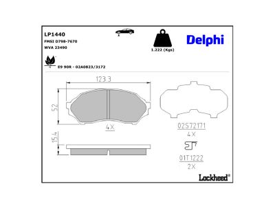 Jogo de 4 pastilhas de travão DELPHI LP1440