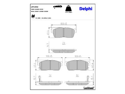 Juego de 4 pastillas de freno (Almohadilla de freno) DELPHI ref. LP1442
