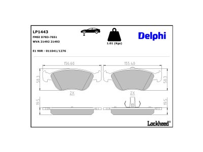 Juego de 4 pastillas de freno (Almohadilla de freno) DELPHI ref. LP1443