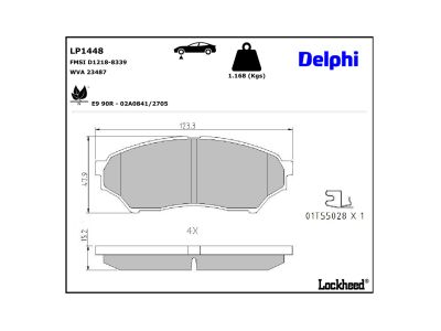 Juego de 4 pastillas de freno (Almohadilla de freno) DELPHI ref. LP1448