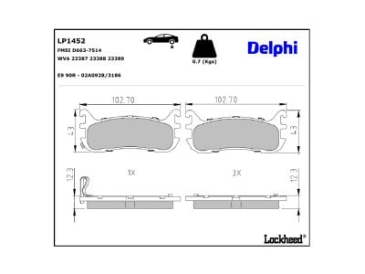 Juego de 4 pastillas de freno (Almohadilla de freno) DELPHI ref. LP1452
