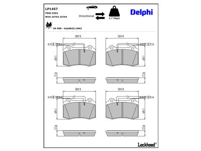 Juego de 4 pastillas de freno (Almohadilla de freno) DELPHI ref. LP1457