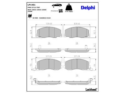 Juego de 4 pastillas de freno (Almohadilla de freno) DELPHI ref. LP1461