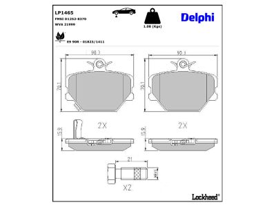 Juego de 4 pastillas de freno (Almohadilla de freno) DELPHI ref. LP1465