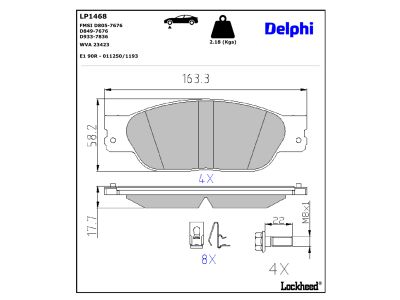 Juego de 4 pastillas de freno (Almohadilla de freno) DELPHI ref. LP1468