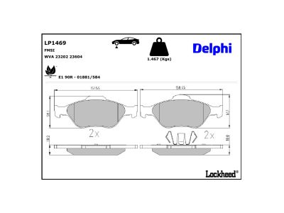 Juego de 4 pastillas de freno (Almohadilla de freno) DELPHI ref. LP1469