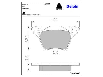 Juego de 4 pastillas de freno (Almohadilla de freno) DELPHI ref. LP1471