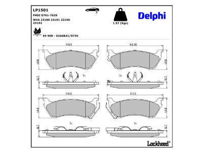 Juego de 4 pastillas de freno (Almohadilla de freno) DELPHI ref. LP1501