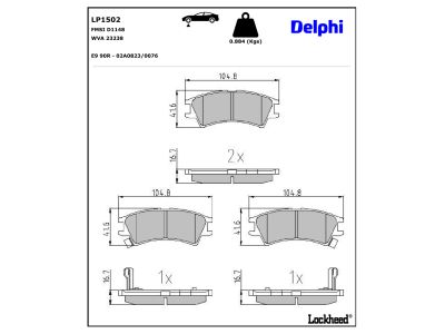 Juego de 4 pastillas de freno (Almohadilla de freno) DELPHI ref. LP1502