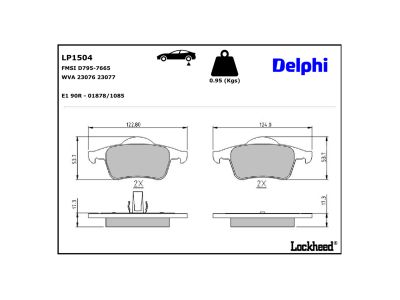 Jogo de 4 pastilhas de travão DELPHI ref. LP1504