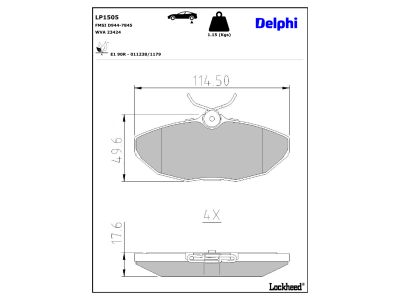 Juego de 4 pastillas de freno (Almohadilla de freno) DELPHI ref. LP1505