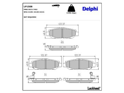 Jeu de 4 plaquettes de frein DELPHI ref. LP1508