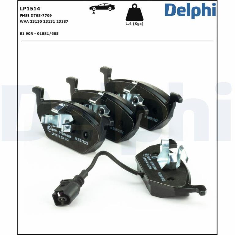 Jeu de 4 plaquettes de frein DELPHI ref. LP1514