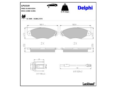 Juego de 4 pastillas de freno (Almohadilla de freno) DELPHI ref. LP1519