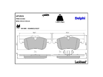 Juego de 4 pastillas de freno (Almohadilla de freno) DELPHI ref. LP1521
