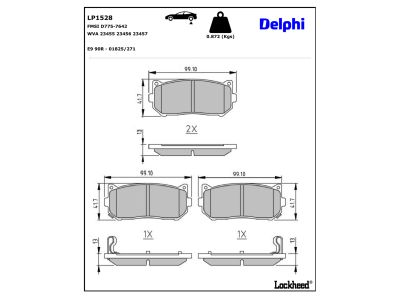 Jeu de 4 plaquettes de frein DELPHI ref. LP1528
