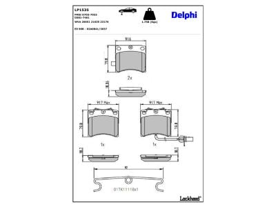 Jeu de 4 plaquettes de frein DELPHI ref. LP1535