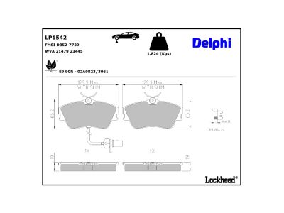 Juego de 4 pastillas de freno (Almohadilla de freno) DELPHI ref. LP1542