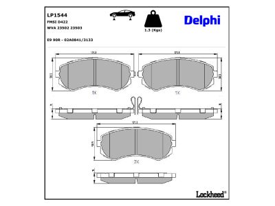 Juego de 4 pastillas de freno (Almohadilla de freno) DELPHI ref. LP1544
