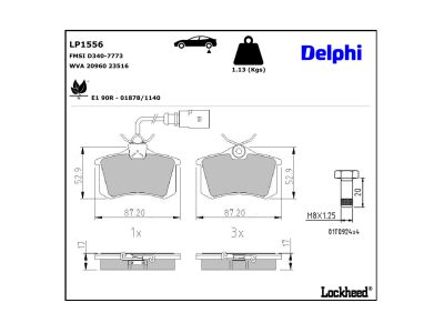Juego de 4 pastillas de freno (Almohadilla de freno) DELPHI ref. LP1556