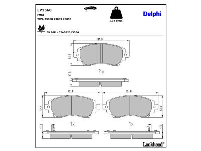 Juego de 4 pastillas de freno (Almohadilla de freno) DELPHI ref. LP1560