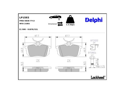 Juego de 4 pastillas de freno (Almohadilla de freno) DELPHI ref. LP1593